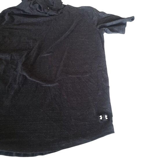 Under Armour Mens Short Sleeve Gray Hooded Shirt Size L Athleisure Lounge Relax - Picture 6 of 6